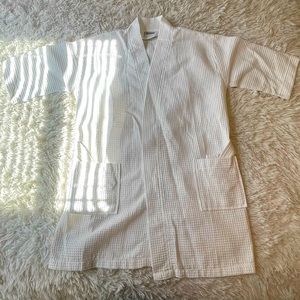 S/M waffle knit white robe